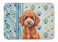 Miniature Red Poodle Coastal Sea Glass Memory Foam Kitchen Mat Machine Washable Anti-Fatigue Cushion Comfort Bath or Kitchen Rug