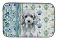 Miniature Silver Poodle Coastal Sea Glass Dish Drying Mat Absorbent Dish Drying Mat Pad for Kitchen Counter Dish Drainer Mat for Countertop, 14 x 21", Multicolor