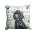 Standard Black Poodle Coastal Sea Glass Decorative Throw Pillow 14x14 Indoor Outdoor Accent Cushion, Fabric Cover with Insert for Sofa, Bed, Porch & Living Room