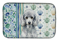 Standard Silver Poodle Coastal Sea Glass Dish Drying Mat Absorbent Dish Drying Mat Pad for Kitchen Counter Dish Drainer Mat for Countertop, 14 x 21", Multicolor
