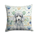 Standard Silver Poodle Coastal Sea Glass Decorative Throw Pillow 14x14 Indoor Outdoor Accent Cushion, Fabric Cover with Insert for Sofa, Bed, Porch & Living Room
