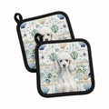 Standard White Poodle Coastal Sea Glass Pot Holder Set of 2 Heat Resistant Quilted Hot Pads 7.5 x 7.5 Inch, Insulated Kitchen Trivets for Cooking & Baking