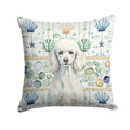 Standard White Poodle Coastal Sea Glass Decorative Throw Pillow 18x18 Indoor Outdoor Accent Cushion, Fabric Cover with Insert for Sofa, Bed, Porch & Living Room