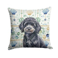 Toy Black Poodle Coastal Sea Glass Decorative Throw Pillow 14x14 Indoor Outdoor Accent Cushion, Fabric Cover with Insert for Sofa, Bed, Porch & Living Room