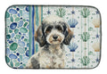 Toy Parti Poodle Coastal Sea Glass Dish Drying Mat Absorbent Dish Drying Mat Pad for Kitchen Counter Dish Drainer Mat for Countertop, 14 x 21", Multicolor