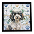 Toy Parti Poodle Coastal Sea Glass Framed Metal Print Bathroom, Kitchen, Office, Home Decor Wall Art Ready to Hang, Square, 8X8