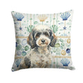 Toy Parti Poodle Coastal Sea Glass Decorative Throw Pillow 14x14 Indoor Outdoor Accent Cushion, Fabric Cover with Insert for Sofa, Bed, Porch & Living Room