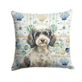 Toy Parti Poodle Coastal Sea Glass Decorative Throw Pillow 18x18 Indoor Outdoor Accent Cushion, Fabric Cover with Insert for Sofa, Bed, Porch & Living Room