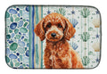 Toy Red Poodle Coastal Sea Glass Dish Drying Mat Absorbent Dish Drying Mat Pad for Kitchen Counter Dish Drainer Mat for Countertop, 14 x 21", Multicolor