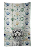 Toy Silver Poodle Coastal Sea Glass Kitchen Towel Velour Plush Front and Cotton Loop Back Machine Washable