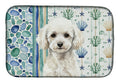 Toy White Poodle Coastal Sea Glass Dish Drying Mat Absorbent Dish Drying Mat Pad for Kitchen Counter Dish Drainer Mat for Countertop, 14 x 21", Multicolor