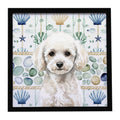 Toy White Poodle Coastal Sea Glass Framed Metal Print Bathroom, Kitchen, Office, Home Decor Wall Art Ready to Hang, Square, 8X8