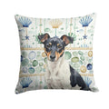 Black and White Rat Terrier Coastal Sea Glass Decorative Throw Pillow 14x14 Indoor Outdoor Accent Cushion, Fabric Cover with Insert for Sofa, Bed, Porch & Living Room