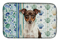 Chocolate and White Rat Terrier Coastal Sea Glass Dish Drying Mat Absorbent Dish Drying Mat Pad for Kitchen Counter Dish Drainer Mat for Countertop, 14 x 21", Multicolor