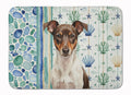 Chocolate and White Rat Terrier Coastal Sea Glass Memory Foam Kitchen Mat Machine Washable Anti-Fatigue Cushion Comfort Bath or Kitchen Rug