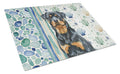 Rottweiler Coastal Sea Glass Cutting Board Tempered Glass Kitchen Cutting Surface, Heat Resistant Chopping, Non-Slip Feet, Food Prep & Serving