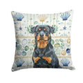 Rottweiler Coastal Sea Glass Decorative Throw Pillow 18x18 Indoor Outdoor Accent Cushion, Fabric Cover with Insert for Sofa, Bed, Porch & Living Room