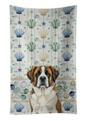 Brindle and White Saint Bernard Coastal Sea Glass Kitchen Towel Velour Plush Front and Cotton Loop Back Machine Washable
