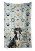 Black and Tan Saluki Coastal Sea Glass Kitchen Towel Velour Plush Front and Cotton Loop Back Machine Washable
