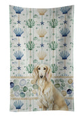 Cream Saluki Coastal Sea Glass Kitchen Towel Velour Plush Front and Cotton Loop Back Machine Washable