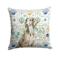 Grizzle Saluki Coastal Sea Glass Decorative Throw Pillow 14x14 Indoor Outdoor Accent Cushion, Fabric Cover with Insert for Sofa, Bed, Porch & Living Room