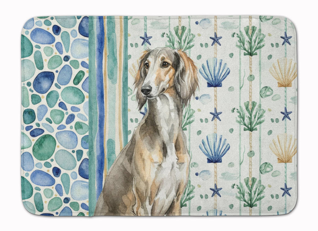 Grizzle Saluki Coastal Sea Glass Memory Foam Kitchen Mat Machine Washable Anti-Fatigue Cushion Comfort Bath or Kitchen Rug