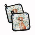 Red Saluki Coastal Sea Glass Pot Holder Set of 2 Heat Resistant Quilted Hot Pads 7.5 x 7.5 Inch, Insulated Kitchen Trivets for Cooking & Baking