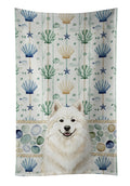 Cream Samoyed Coastal Sea Glass Kitchen Towel Velour Plush Front and Cotton Loop Back Machine Washable