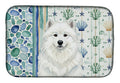 White Samoyed Coastal Sea Glass Dish Drying Mat Absorbent Dish Drying Mat Pad for Kitchen Counter Dish Drainer Mat for Countertop, 14 x 21", Multicolor