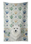 White Samoyed Coastal Sea Glass Kitchen Towel Velour Plush Front and Cotton Loop Back Machine Washable
