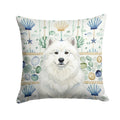 White Samoyed Coastal Sea Glass Decorative Throw Pillow 18x18 Indoor Outdoor Accent Cushion, Fabric Cover with Insert for Sofa, Bed, Porch & Living Room