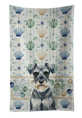 Schnauzer Coastal Sea Glass Kitchen Towel Velour Plush Front and Cotton Loop Back Machine Washable