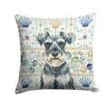 Schnauzer Coastal Sea Glass Decorative Throw Pillow 18x18 Indoor Outdoor Accent Cushion, Fabric Cover with Insert for Sofa, Bed, Porch & Living Room
