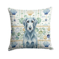 Blue-Gray Scottish Deerhound Coastal Sea Glass Decorative Throw Pillow 14x14 Indoor Outdoor Accent Cushion, Fabric Cover with Insert for Sofa, Bed, Porch & Living Room