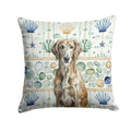 Brindle Scottish Deerhound Coastal Sea Glass Decorative Throw Pillow 14x14 Indoor Outdoor Accent Cushion, Fabric Cover with Insert for Sofa, Bed, Porch & Living Room