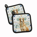 Wheaten Scottish Deerhound Coastal Sea Glass Pot Holder Set of 2 Heat Resistant Quilted Hot Pads 7.5 x 7.5 Inch, Insulated Kitchen Trivets for Cooking & Baking