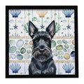 Scottish Terrier Coastal Sea Glass Framed Metal Print Bathroom, Kitchen, Office, Home Decor Wall Art Ready to Hang, Square, 8X8