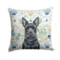 Scottish Terrier Coastal Sea Glass Decorative Throw Pillow 18x18 Indoor Outdoor Accent Cushion, Fabric Cover with Insert for Sofa, Bed, Porch & Living Room