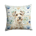 Sealyham Terrier Coastal Sea Glass Decorative Throw Pillow 14x14 Indoor Outdoor Accent Cushion, Fabric Cover with Insert for Sofa, Bed, Porch & Living Room