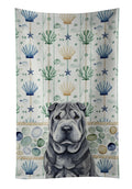Black Shar Pei Coastal Sea Glass Kitchen Towel Velour Plush Front and Cotton Loop Back Machine Washable