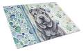 Black Shar Pei Coastal Sea Glass Cutting Board Tempered Glass Kitchen Cutting Surface, Heat Resistant Chopping, Non-Slip Feet, Food Prep & Serving