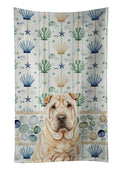 Shar Pei Coastal Sea Glass Kitchen Towel Velour Plush Front and Cotton Loop Back Machine Washable