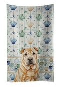 Red Shar Pei Coastal Sea Glass Kitchen Towel Velour Plush Front and Cotton Loop Back Machine Washable