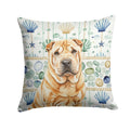Red Shar Pei Coastal Sea Glass Decorative Throw Pillow 18x18 Indoor Outdoor Accent Cushion, Fabric Cover with Insert for Sofa, Bed, Porch & Living Room