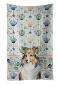 Sable Sheltie Coastal Sea Glass Kitchen Towel Velour Plush Front and Cotton Loop Back Machine Washable
