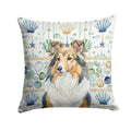 Sable Sheltie Coastal Sea Glass Decorative Throw Pillow 18x18 Indoor Outdoor Accent Cushion, Fabric Cover with Insert for Sofa, Bed, Porch & Living Room