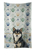 Black and Tan Shiba Inu Coastal Sea Glass Kitchen Towel Velour Plush Front and Cotton Loop Back Machine Washable