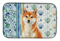 Red Shiba Inu Coastal Sea Glass Dish Drying Mat Absorbent Dish Drying Mat Pad for Kitchen Counter Dish Drainer Mat for Countertop, 14 x 21", Multicolor