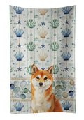 Red Shiba Inu Coastal Sea Glass Kitchen Towel Velour Plush Front and Cotton Loop Back Machine Washable