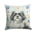 Black and White Shih Tzu Coastal Sea Glass Decorative Throw Pillow 18x18 Indoor Outdoor Accent Cushion, Fabric Cover with Insert for Sofa, Bed, Porch & Living Room